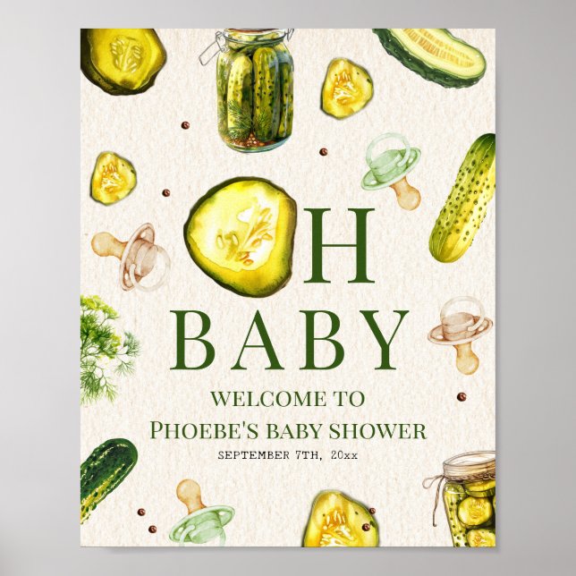 Pickles & Pacifiers Neutral Baby Shower Welcome Poster (Front)