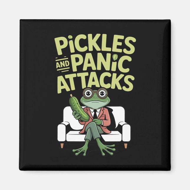 Pickles Panic Attacks Mental Health Funny Frog Hum Magnet (Front)