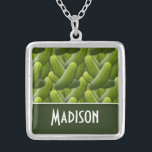 Pickles; Pickle Pattern Silver Plated Necklace<br><div class="desc">You will love this cute,  elegant  Green Pickles; Pickle  pattern design!  We invite you to our store,  Bridal Shower Shop,  to view this cool pattern on many more great customisable products,  including girly Bride buttons,  modern Wedding stamps,  and trendy Bridal Shower invitations!  Thank you!</div>