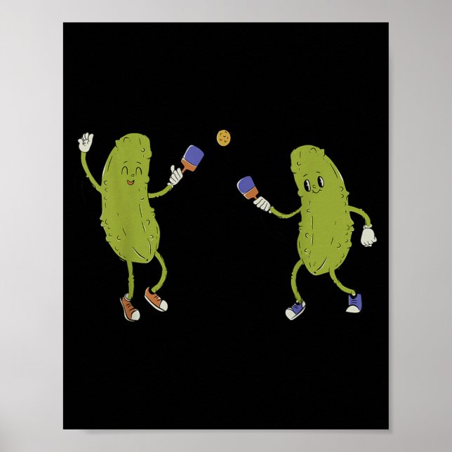 Pickles playing pickleball funny pickleball player poster (Front)