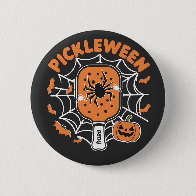 Pickleween Funny Spooky Halloween Pickleball Sport 6 Cm Round Badge (Front)