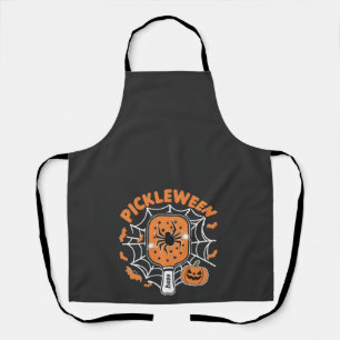 Pickleween Funny Spooky Halloween Pickleball Sport Apron