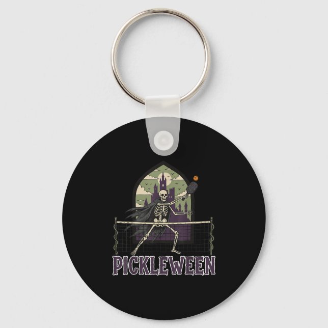 Pickleween Pickleball Halloween Costume Skeleton G Key Ring (Front)