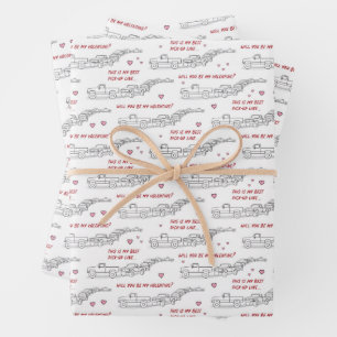 Pickup Line Valentine Funny Truck Lover Gift Wrapp Wrapping Paper Sheet
