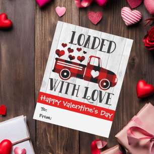 Pickup Truck Buffalo Plaid Heart Valentine's Day Card