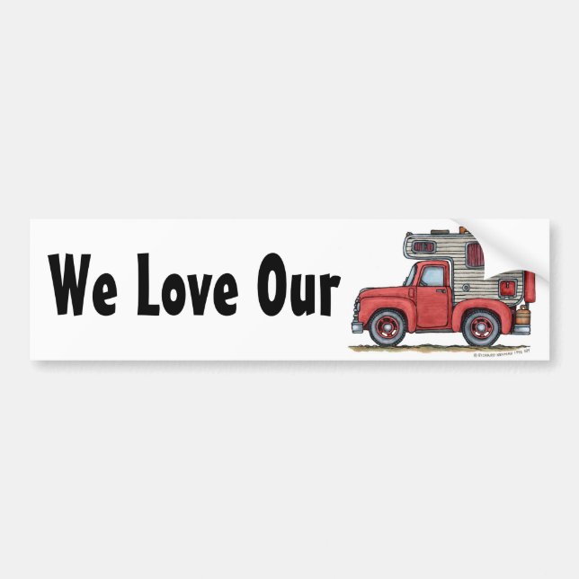 Pickup Truck Camper RV Bumper Sticker (Front)