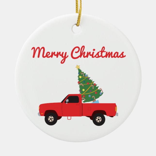 Pickup Truck Christmas Tree Ceramic Tree Decoration (Front)
