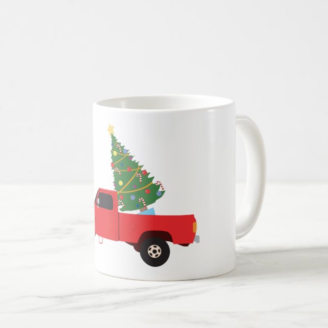 Pickup Truck Christmas Tree Coffee Mug (Front Right)