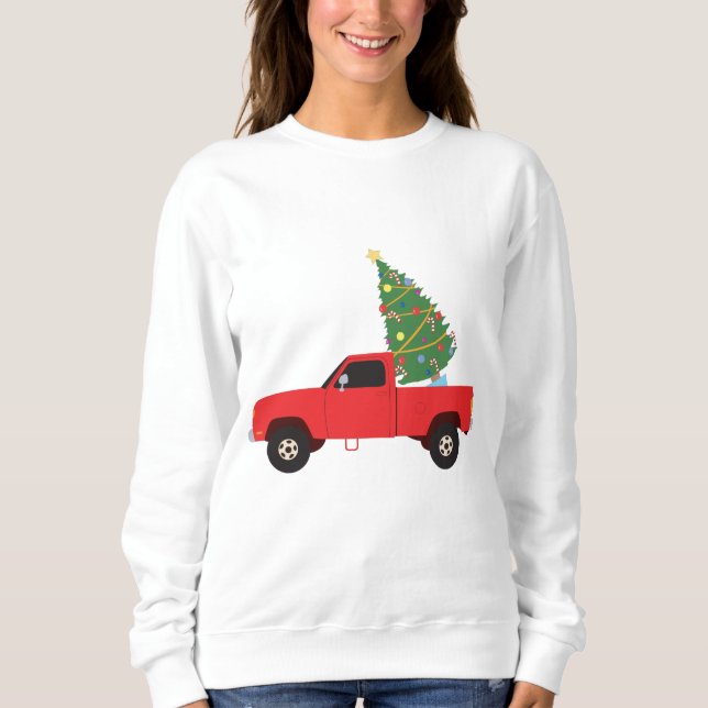 Pickup Truck Christmas Tree Sweatshirt (Front)
