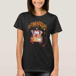 Pickup Truck Farm Animals Fall Tree Leaves Cows Ch T-Shirt