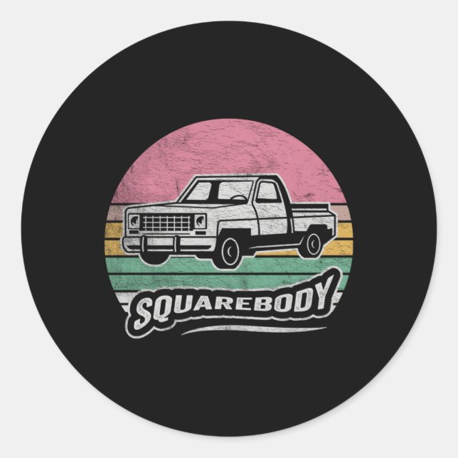 Pickup Truck Square Body Truck Squarebody Classic Round Sticker (Front)