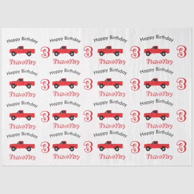 Pickup Truck Transportation Trucks Name & Age  Tissue Paper (Front)
