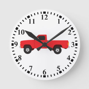 Pickup Truck Transportation Trucks Round Clock