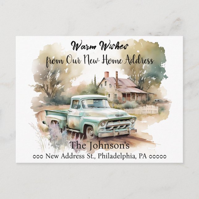 Pickup Truck We've Moved New Address Postcard (Front)