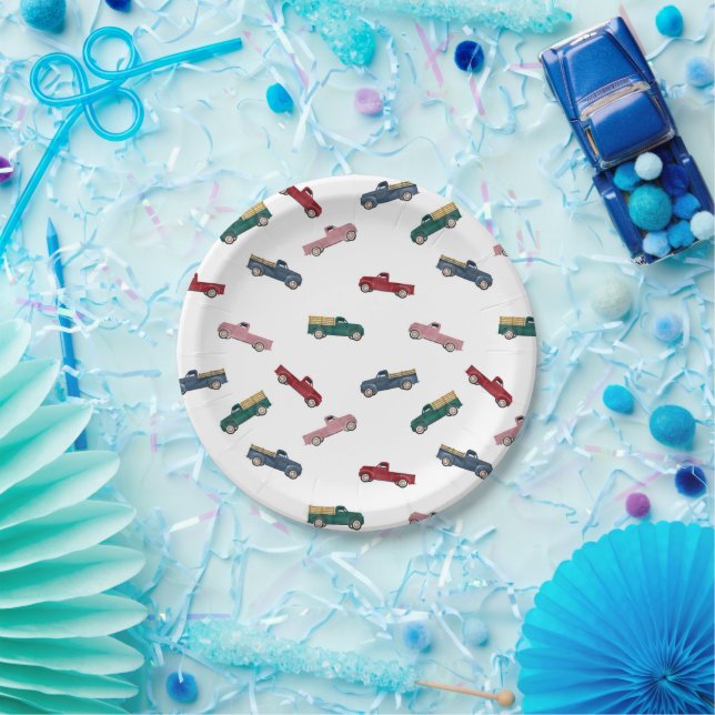 Pickup Trucks Cute Vehicles Car Transportation  Paper Plate (Party)