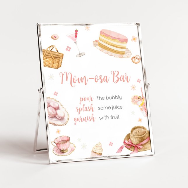 Picnic Baby Brunch Baby Shower Mum Osa Bar  Poster (Picnic Baby Brunch Baby Shower Mom Osa Bar Sign)