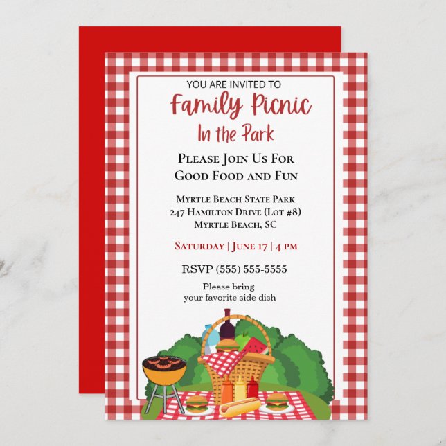 Picnic Barbecue Cookout Grilling Invitation (Front/Back)
