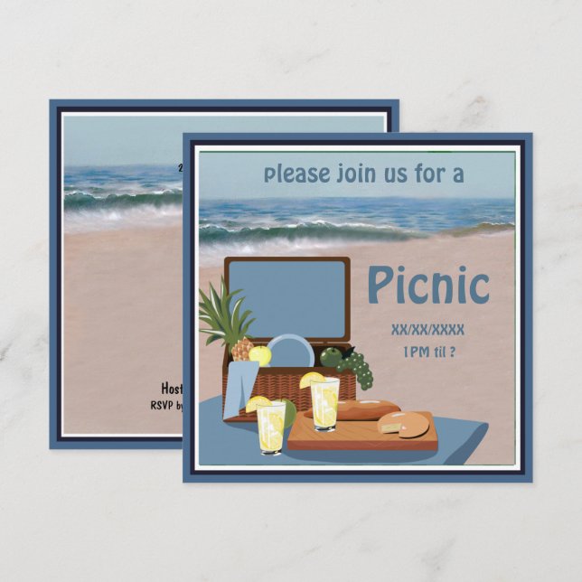 Picnic Basket  Beach Invitation (Front/Back)
