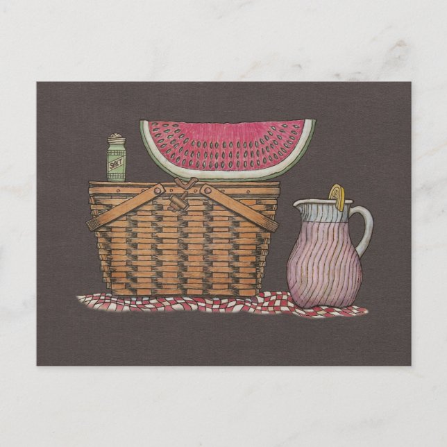 Picnic Basket & Watermelon Postcard (Front)