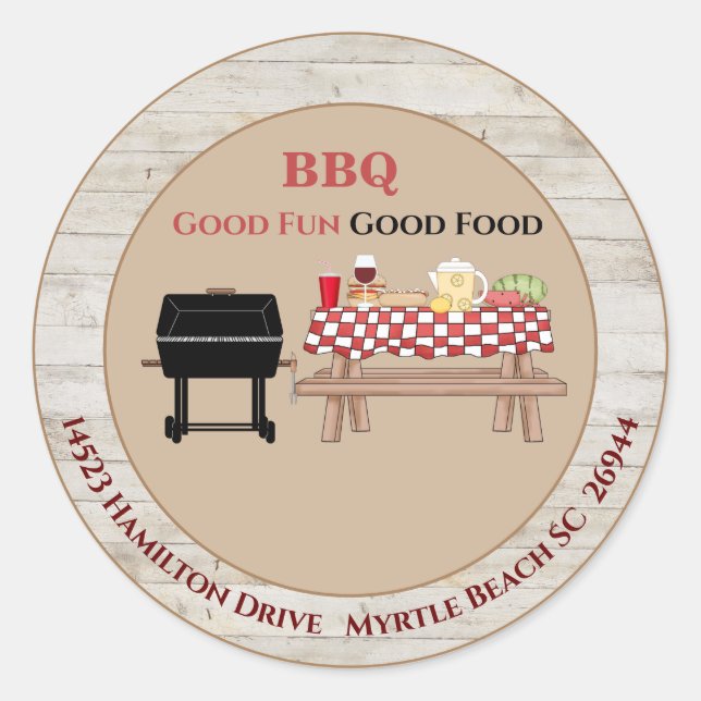 Picnic BBQ Grill Address Sticker (Front)