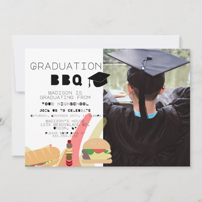 Picnic BBQ Park Graduation  Photo Invitation (Front)