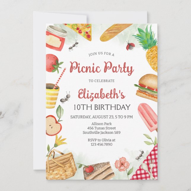 Picnic Birthday Party Invitation (Front)