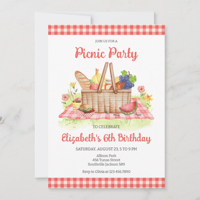 Picnic Birthday Party Invitation (Front)
