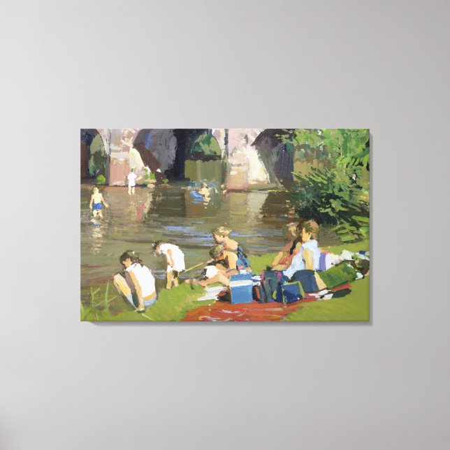 Picnic by the River Withypool Canvas Print (Front)