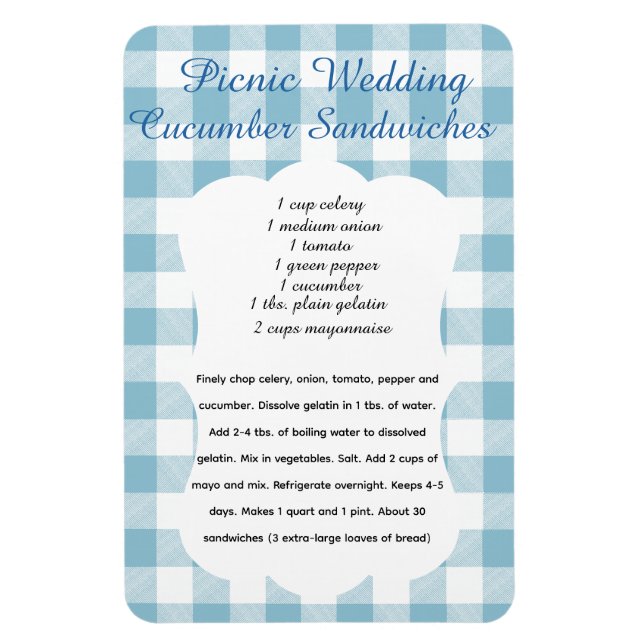 Picnic Cucumber Sandwich Recipe Magnet (Vertical)