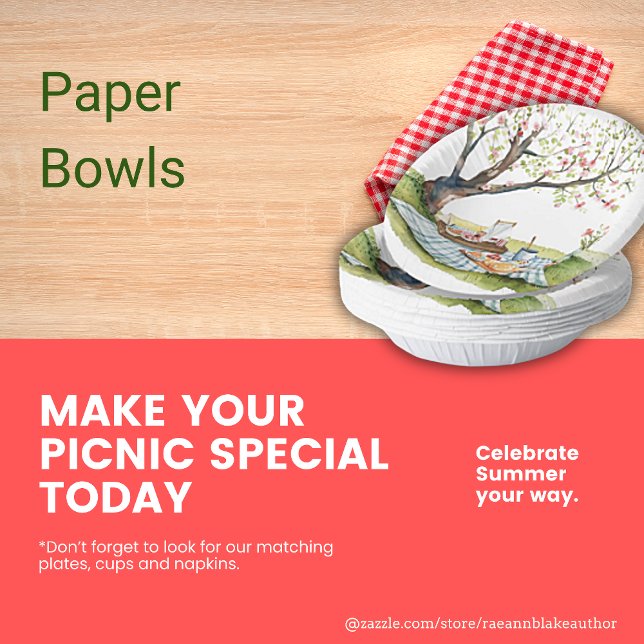 Picnic Design Round Paper Bowls Plate (Creator Uploaded)
