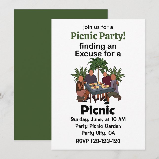 Picnic Finding An Excuse For A Picnic Party Invitation (Front/Back)