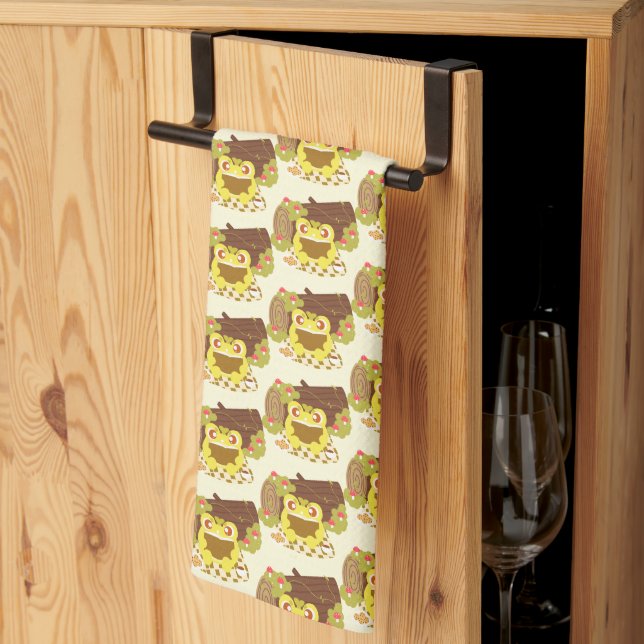 Picnic Frog Reading A Book Tea Towel (Thirds Fold)