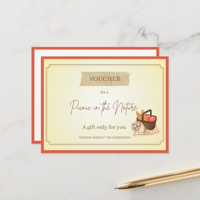 'Picnic' Funny Gift Voucher Postcard (Front/Back In Situ)