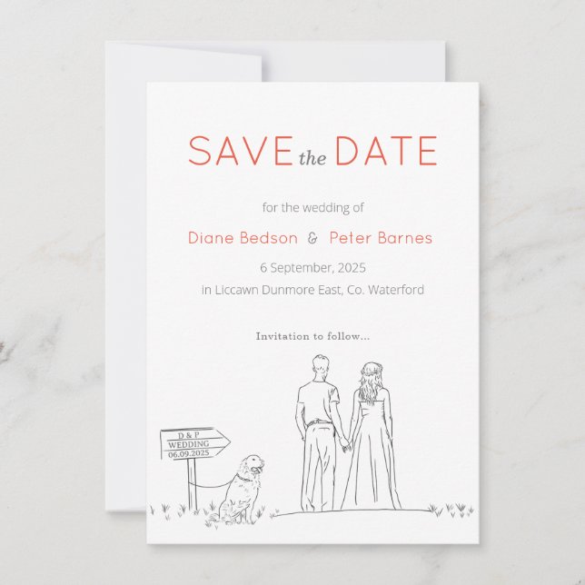 Picnic Garden Minimalist Black and White Wedding  Save The Date (Front)