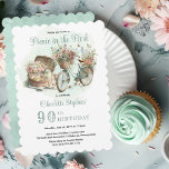 Picnic in the Park Floral 90th Birthday Party Invitation<br><div class="desc">Pretty as a picture picnic basket and floral-adorned bicycle "Picnic in the Park" 90th Birthday Party design.  Composite design by Holiday Hearts Designs.</div>