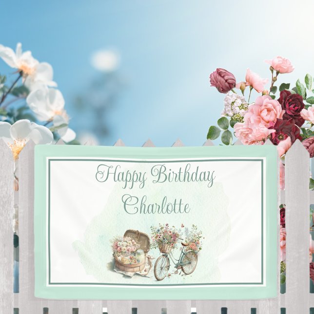 Picnic in the Park Floral Adult Birthday Party Banner (Creator Uploaded)