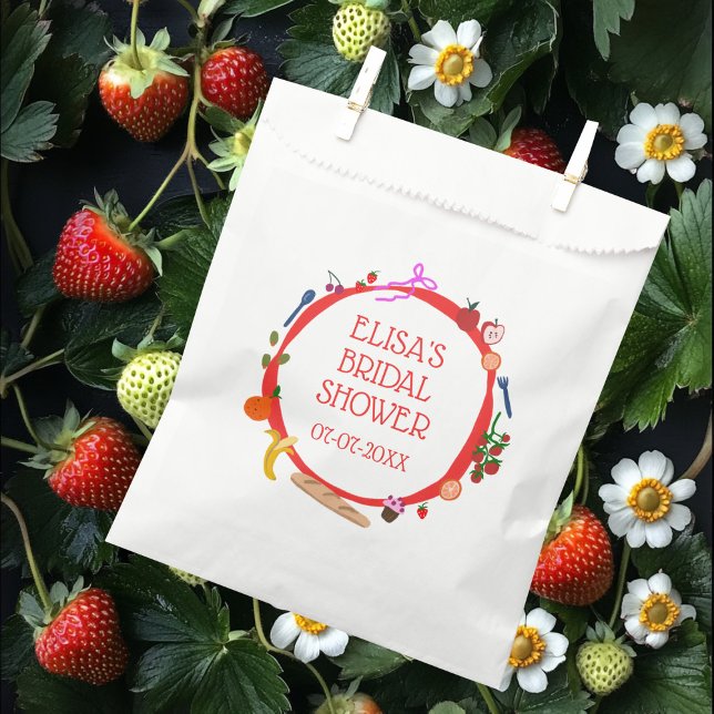 Picnic Modern Cute Hand Drawn CUSTOM Bridal Shower Favour Bags (Hand Drawn Food Picnic Modern Cute CUSTOM Bridal Shower Favor Bag
)