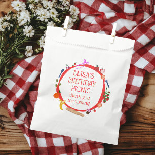 Picnic Modern Cute HandDrawn CUSTOM BIRTHDAY PARTY Favour Bags