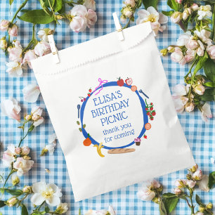 Picnic Modern Cute HandDrawn CUSTOM BIRTHDAY PARTY Favour Bags