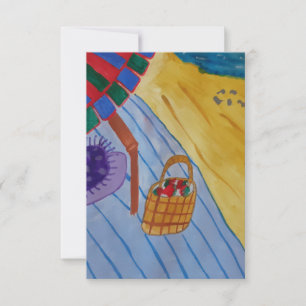 Picnic On The Beach Flat Greeting Card