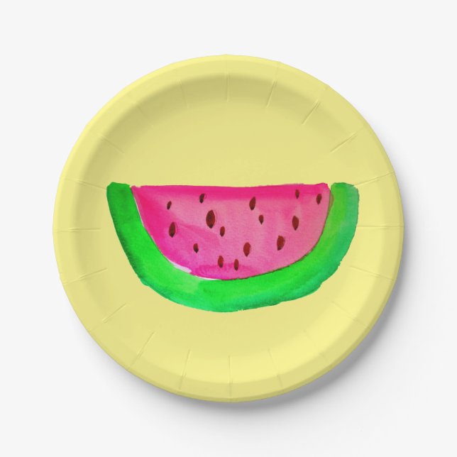 Picnic park party Summer watermelon Paper Plate (Front)
