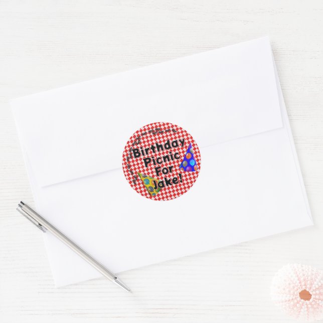 Picnic Party for Birthday Classic Round Sticker (Envelope)