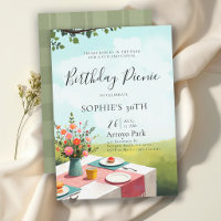 Picnic Party Summer Elegant Floral 30th Birthday