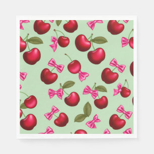 Picnic Plates - Big Bold Cherries & Bows Napkin