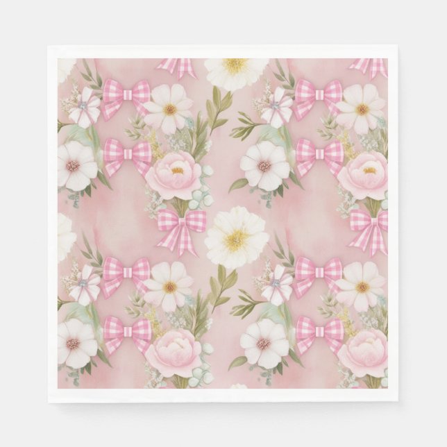 Picnic Plates - Flowers and Gingham Bows Napkin (Front)