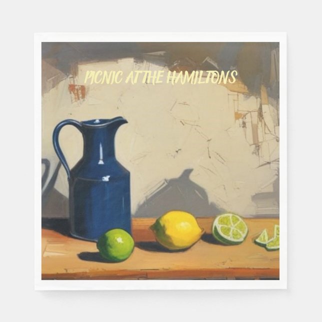 Picnic Plates - Rustic Jug Italianate Lemons Limes Napkin (Front)