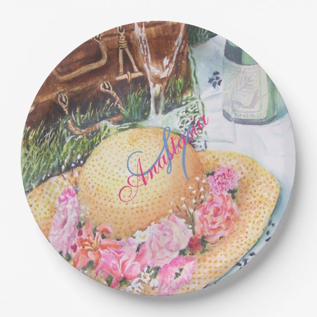 PICNIC PROPOSE MONOGRAM PARTY PAPER PLATE (Front)