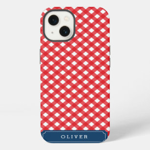Picnic Red Gingham Personalize with Name iPhone 13 Case