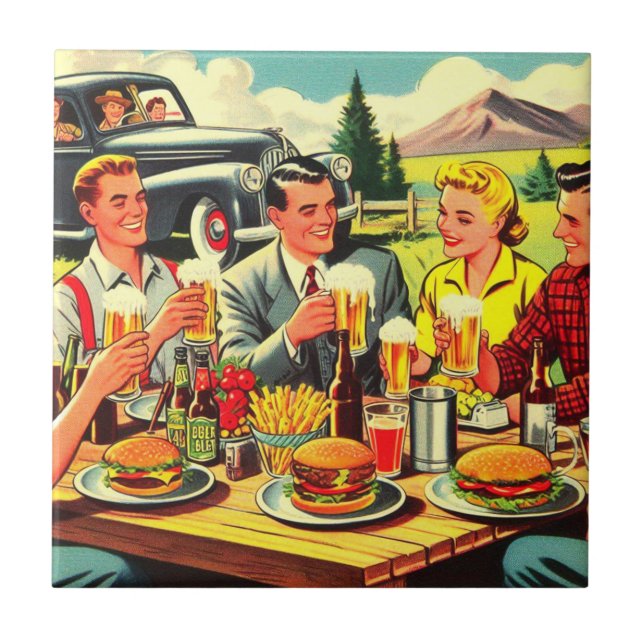 Picnic Retro Comics Tile (Front)