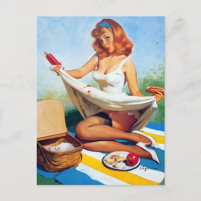 Picnic Spill Pin Up Postcard (Front)
